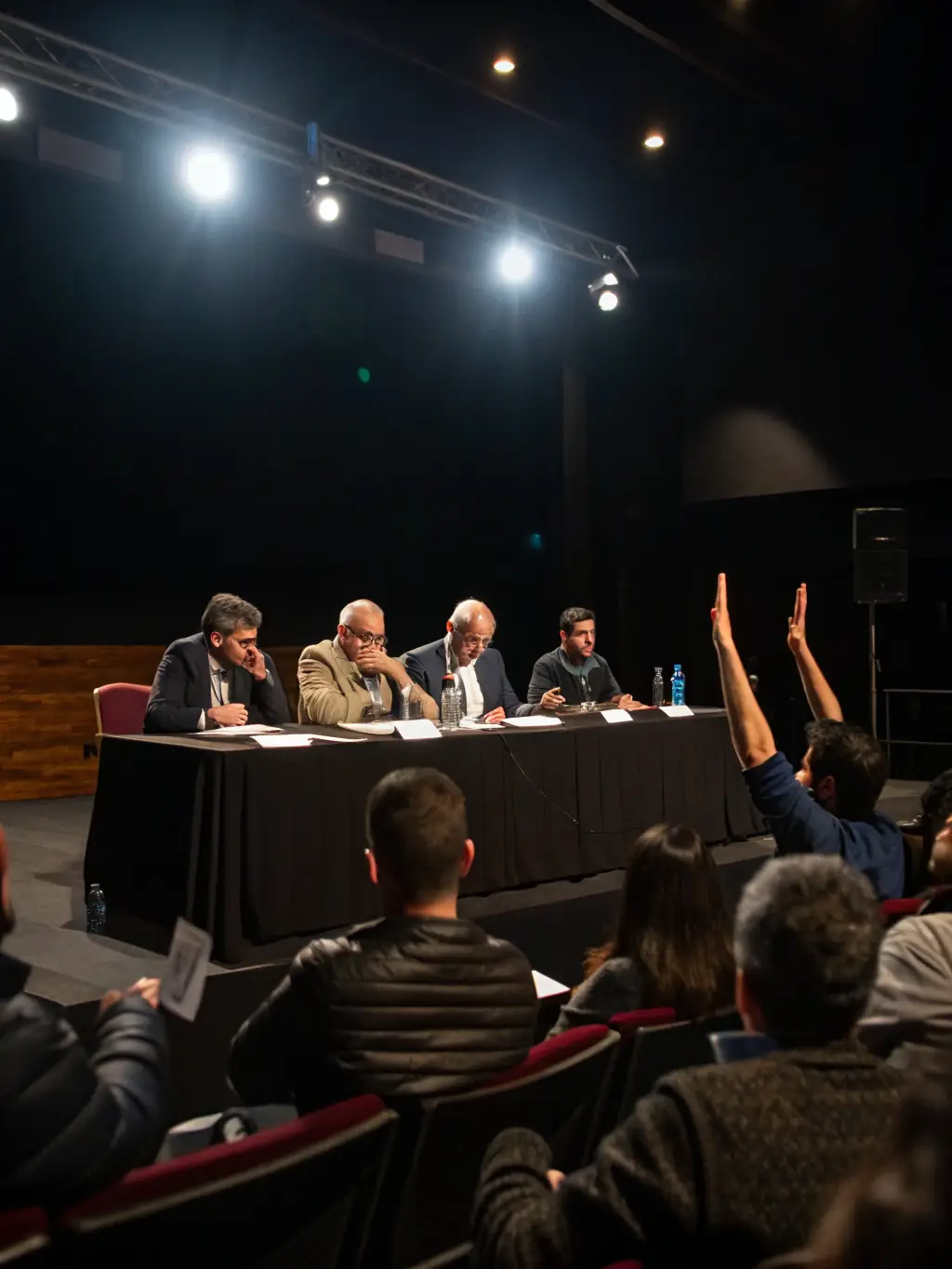 A photograph of a panel discussion at the 'Heritage Revival Conference, ' featuring historians, architects, and artists engaged in a conversation.